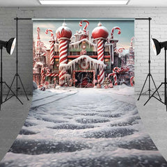 Lofaris Candy Castle Fantasy Sweep Backdrop Peppermint Towers Snowy Path Gingerbread Palace Photo Background