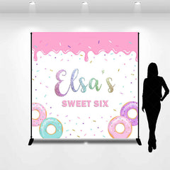 Lofaris Candy Donuts Custom Name Sweet Six Birthday Backdrop