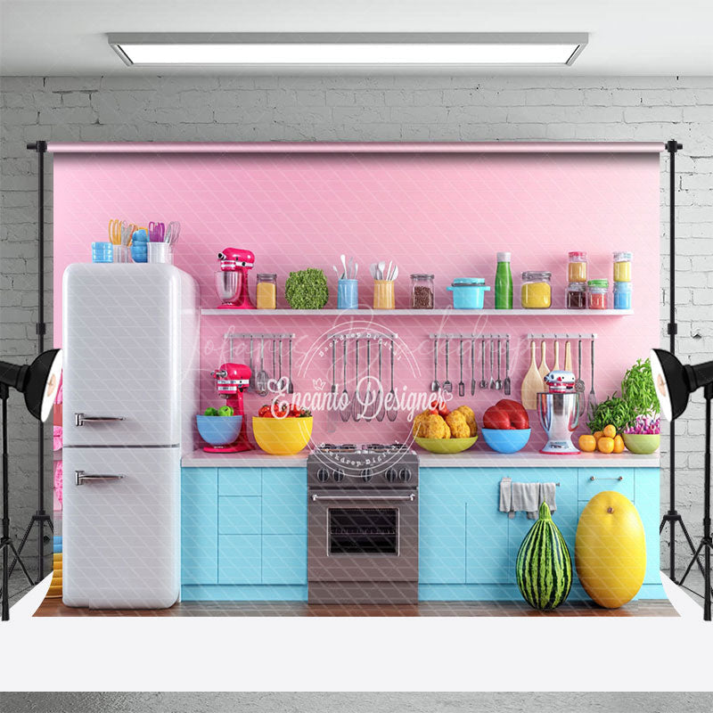 Lofaris Candy Pink Fruit Kitchen Display Photo Backdrop