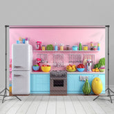 Lofaris Candy Pink Fruit Kitchen Display Photo Backdrop