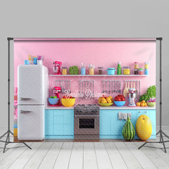 Lofaris Candy Pink Fruit Kitchen Display Photo Backdrop