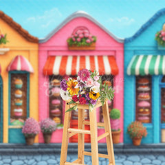 Lofaris Candyland Shop Floral Birthday Cake Smash Backdrop