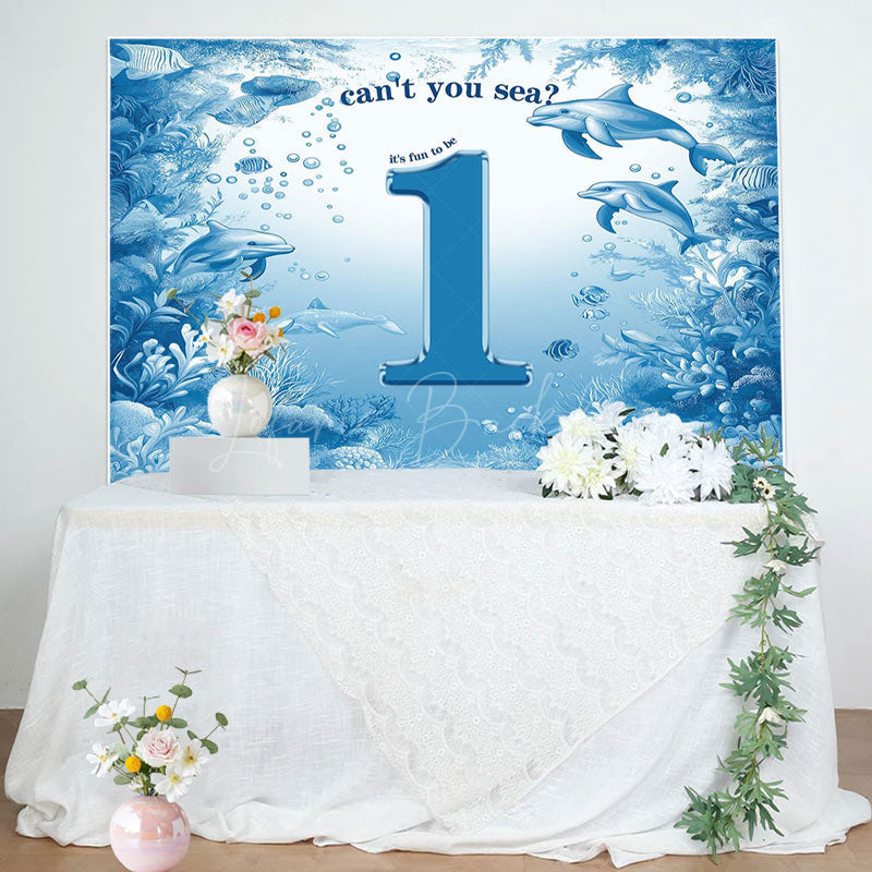 Lofaris Cant You Sea Undersea Dolphins 1st Birthday Backdrop