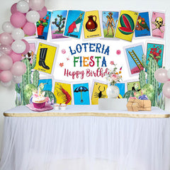Lofaris Card Game Loteria Fiesta Happy Birthday Backdrop