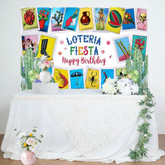 Lofaris Card Game Loteria Fiesta Happy Birthday Backdrop