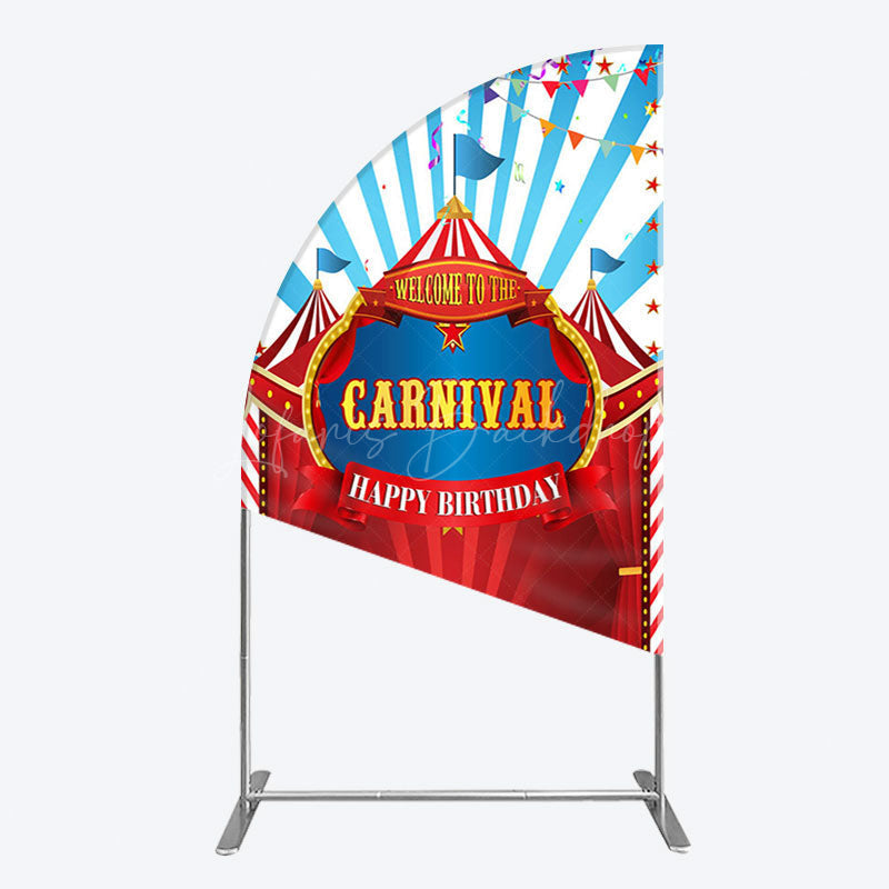 Lofaris Carnival Circus Stage Happy Birthday Half Moon Arch Backdrop