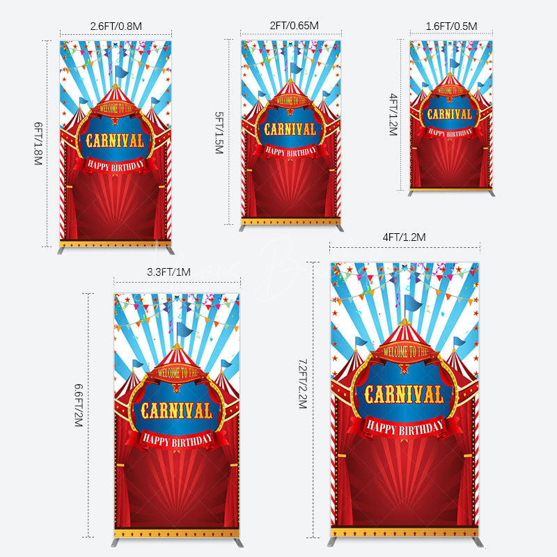 Lofaris Carnival Circus Stage Happy Birthday Rectangle Backdrop