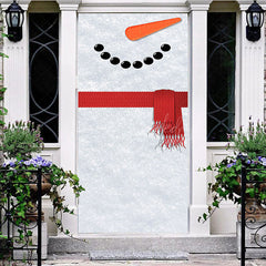 Lofaris Carrot Nose Snowman Red Scarf Christmas Door Cover