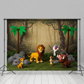 Lofaris Cartoon Animal Forest Jungle Cake Smash Backdrop