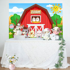 Lofaris Cartoon Animal Pattern Farm Sunny Birthday Backdrop