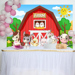 Lofaris Cartoon Animal Pattern Farm Sunny Birthday Backdrop