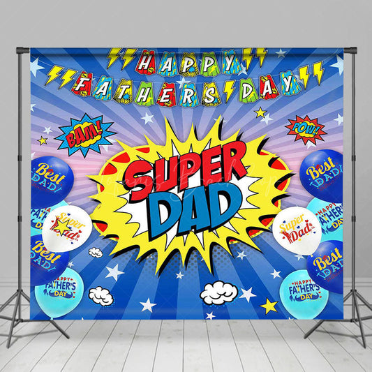 Lofaris Cartoon Balloons Flash Super Dad Fathers Day Backdrop