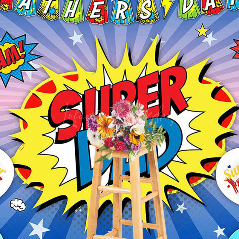 Lofaris Cartoon Balloons Flash Super Dad Fathers Day Backdrop