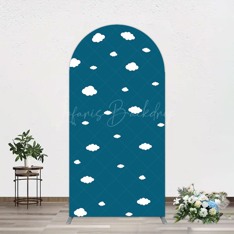 Lofaris Cartoon Blue Sky White Clouds Birthday Arch Backdrop