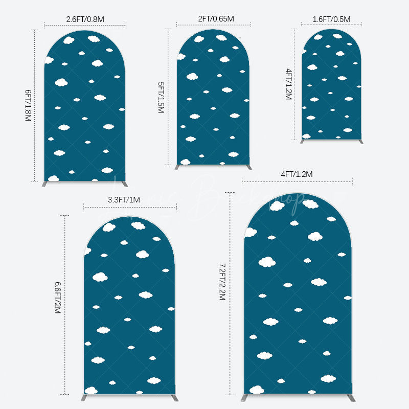 Lofaris Cartoon Blue Sky White Clouds Birthday Arch Backdrop
