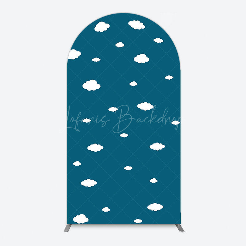 Lofaris Cartoon Blue Sky White Clouds Birthday Arch Backdrop