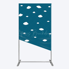 Lofaris Cartoon Blue Sky White Clouds Birthday Rectangle Backdrop