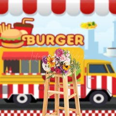 Lofaris Cartoon Burger Fries Cola Food Truck Party Backdrop