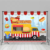 Lofaris Cartoon Burger Fries Cola Food Truck Party Backdrop