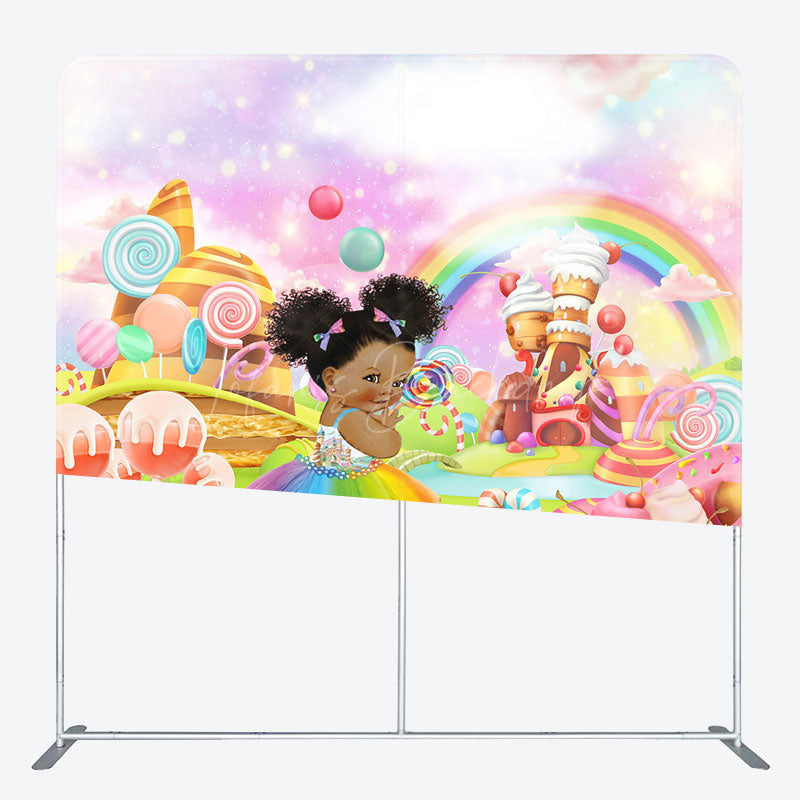 Lofaris Cartoon Candyland Birthday Square Tension Backdrop