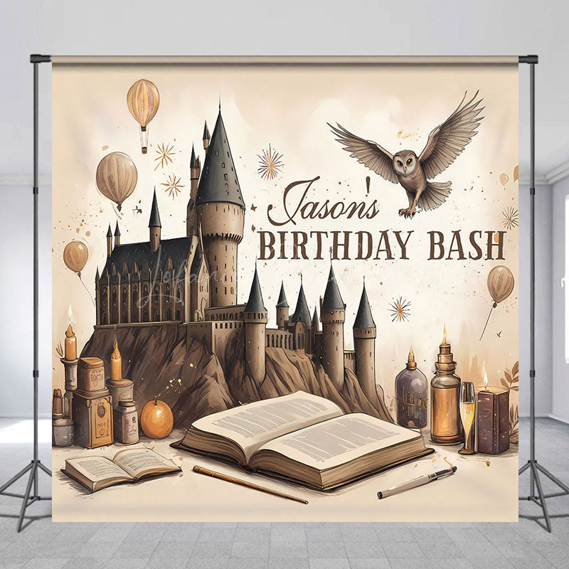 Lofaris Cartoon Castle Balloons Custom Birthday Backdrop