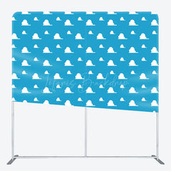 Lofaris Cartoon Clouds Square Tension Fabric Backdrop Blue Sky Pattern for Birthday Kids Party Decor
