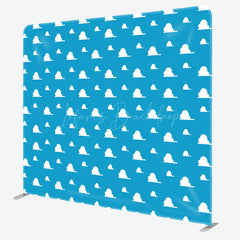 Lofaris Cartoon Clouds Square Tension Fabric Backdrop Blue Sky Pattern for Birthday Kids Party Decor