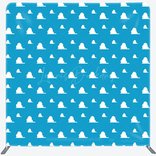 Lofaris Cartoon Clouds Square Tension Fabric Backdrop Blue Sky Pattern for Birthday Kids Party Decor