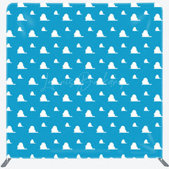 Lofaris Cartoon Clouds Square Tension Fabric Backdrop Blue Sky Pattern for Birthday Kids Party Decor