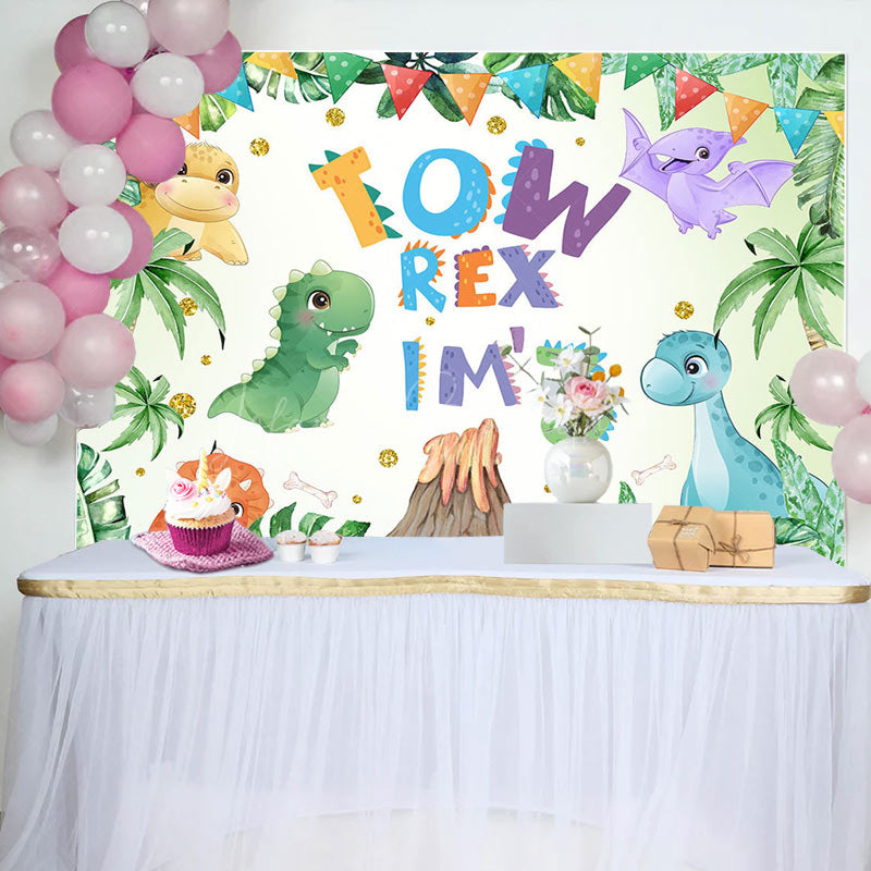 Lofaris Cartoon Colorful Dinosaurs 3rd Birthday Backdrop