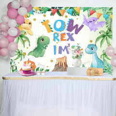 Lofaris Cartoon Colorful Dinosaurs 3rd Birthday Backdrop