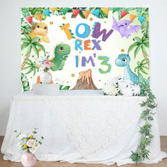 Lofaris Cartoon Colorful Dinosaurs 3rd Birthday Backdrop