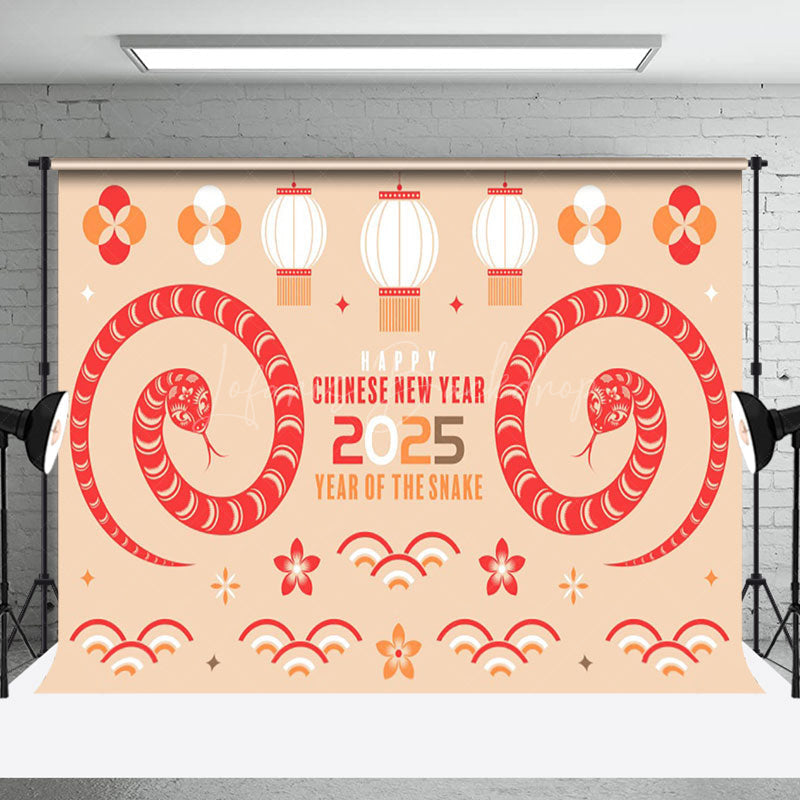 Lofaris Cartoon Cute Fresh Snake Chinese New Year Backdrop