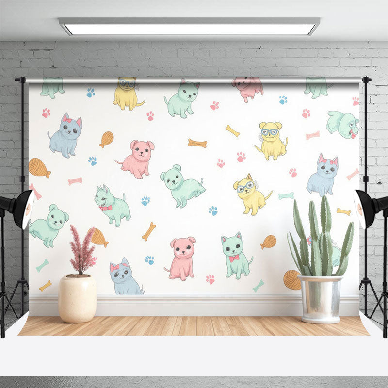 Lofaris Cartoon Dogs Bones Paws Decorative Wall Backdrop