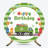 Lofaris Cartoon Eco Car Balloons Round Birthday Backdrop