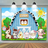 Lofaris Cartoon Farm With Animals Sunny Day Birthday Backdrop