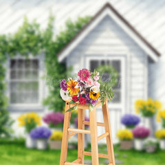 Lofaris Cartoon Floral Plants House Spring Fresh Backdrop