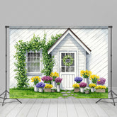Lofaris Cartoon Floral Plants House Spring Fresh Backdrop