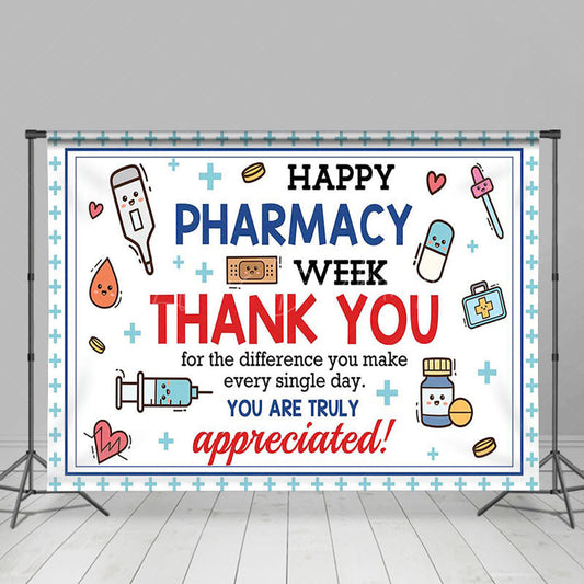 Lofaris Cartoon Happy Pharmacy Week Appreciate All Backdrop