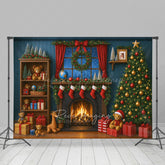 Lofaris Cartoon Holiday Cozy Christmas Room Photo Backdrop