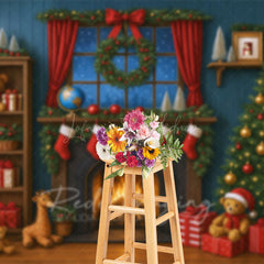 Lofaris Cartoon Holiday Cozy Christmas Room Photo Backdrop