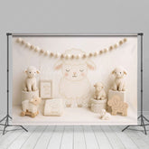 Lofaris Cartoon Lambs White Photography Cake Smash Backdrop