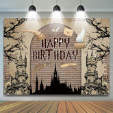 Lofaris Cartoon Magic Academy Castle Happy Birthday Backdrop