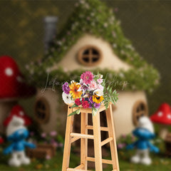 Lofaris Cartoon Mushroom House Elf Cute Cake Smash Backdrop