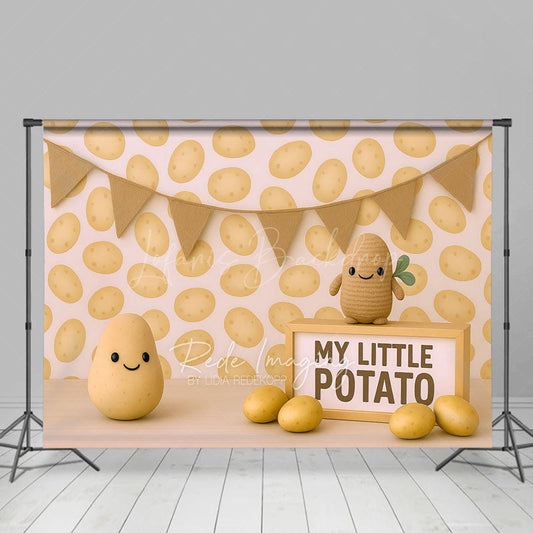Lofaris Cartoon My Little Potato Sweet Cake Smash Backdrop