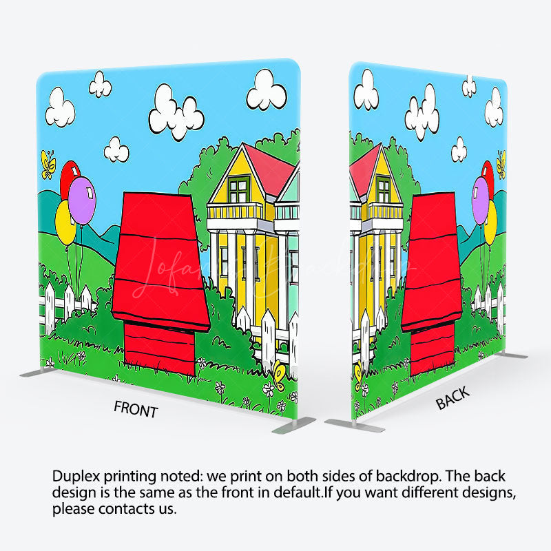Lofaris Cartoon Outdoor Red House Grass Pillow Case Backdrop