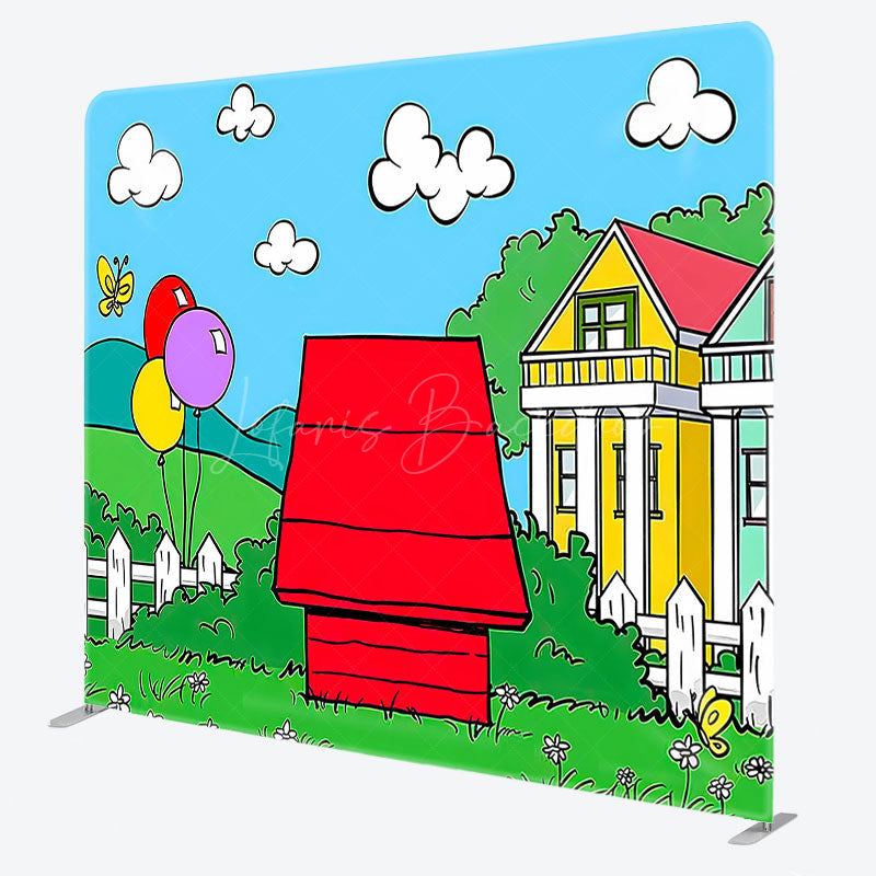 Lofaris Cartoon Outdoor Red House Grass Pillow Case Backdrop