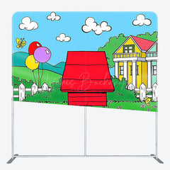 Lofaris Cartoon Outdoor Red House Grass Pillow Case Backdrop