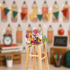 Lofaris Cartoon Pencil Class Theme Cute Cake Smash Backdrop