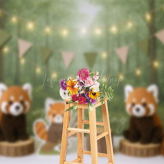 Lofaris Cartoon Raccoon Forest Jungle Cake Smash Backdrop